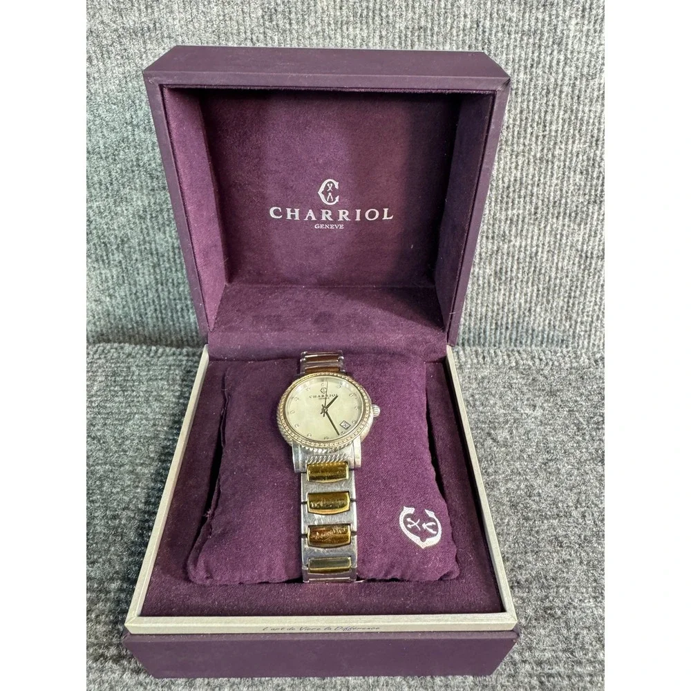 Charriol Geneve Diamond Mother of Pearl Two Tone Stainless Steel Watch 0700
